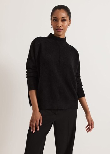 Phase Eight Jordan Alpaca Funnel Neck Knitwear Black Australia | AE5072639